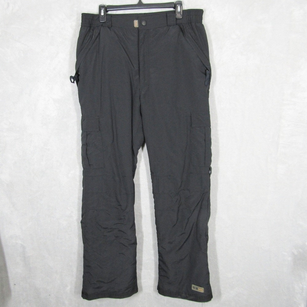 Pulse Mens Ski Snow Pants Insulated Cargo Black Size Large Waterproof Padded